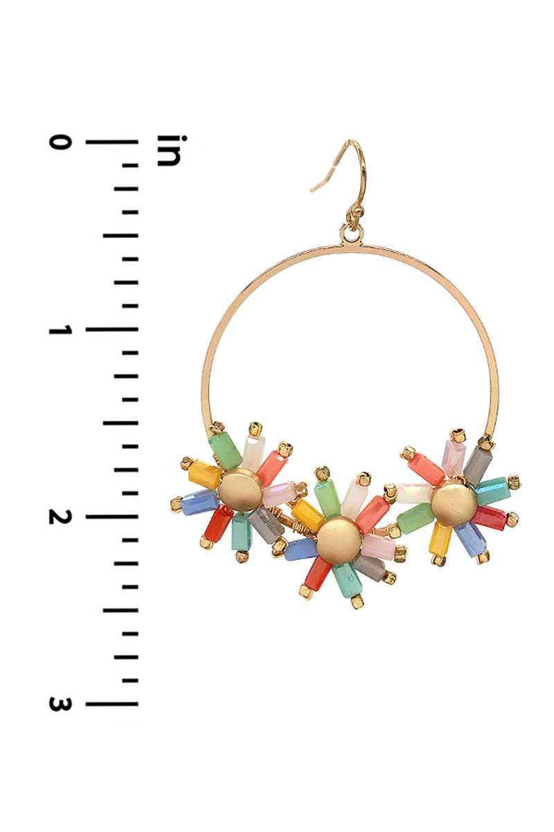 Flower Color Stone Hook Earring